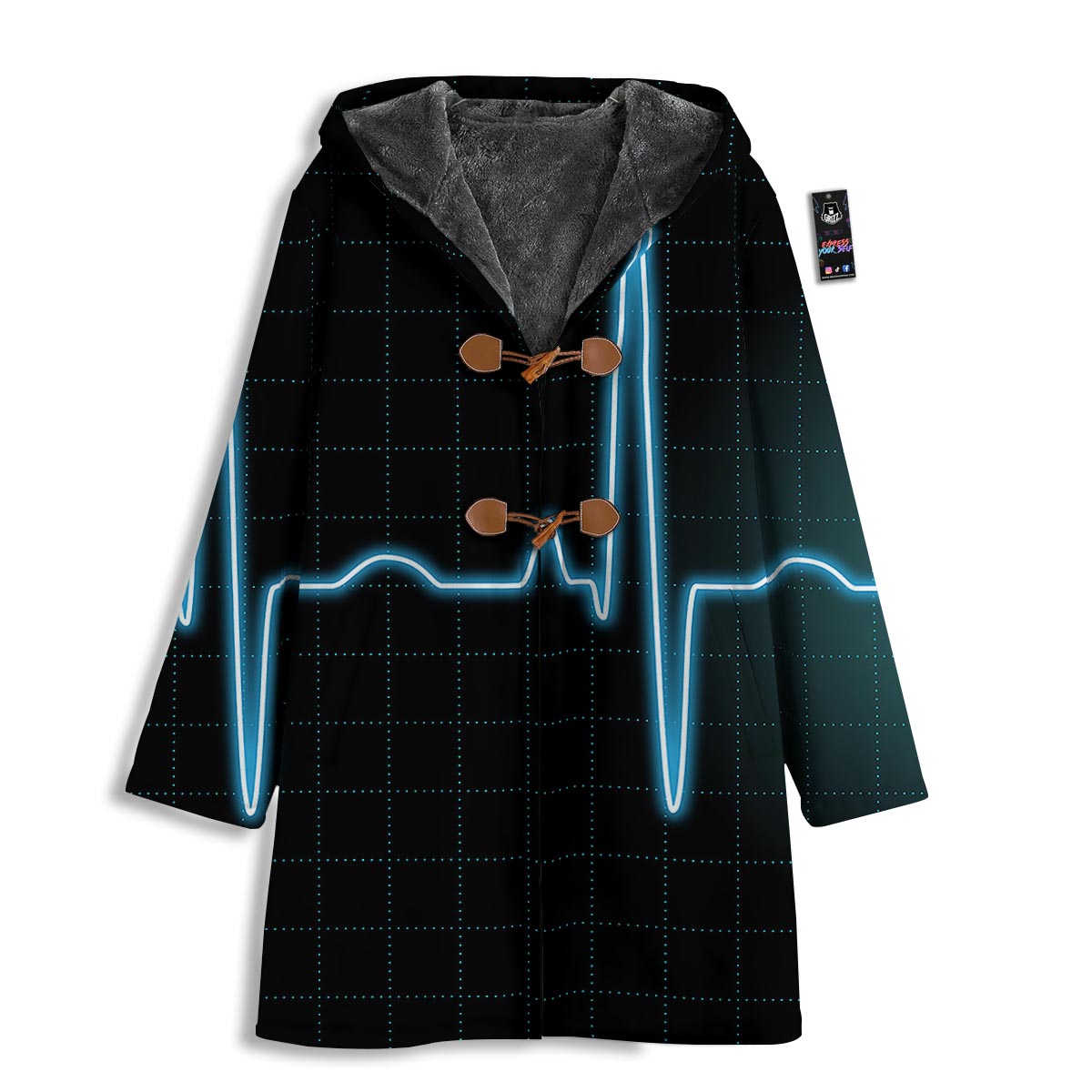 Heartbeat Teal Print Men's Windbreaker Jacket-grizzshop