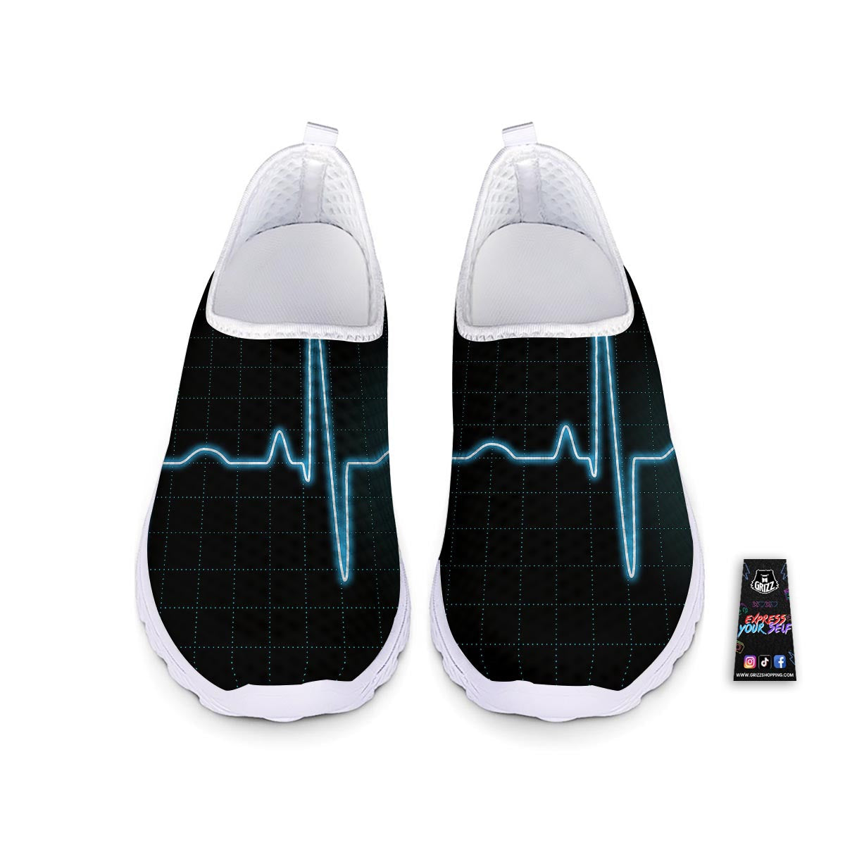 Heartbeat Teal Print Nurse Shoes-grizzshop