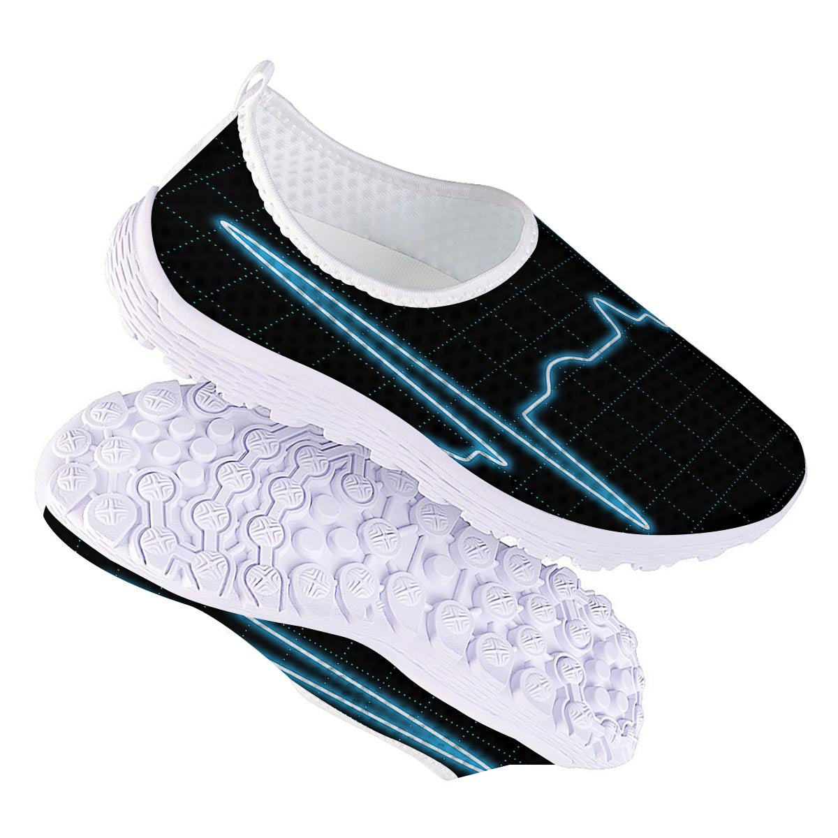 Heartbeat Teal Print Nurse Shoes-grizzshop