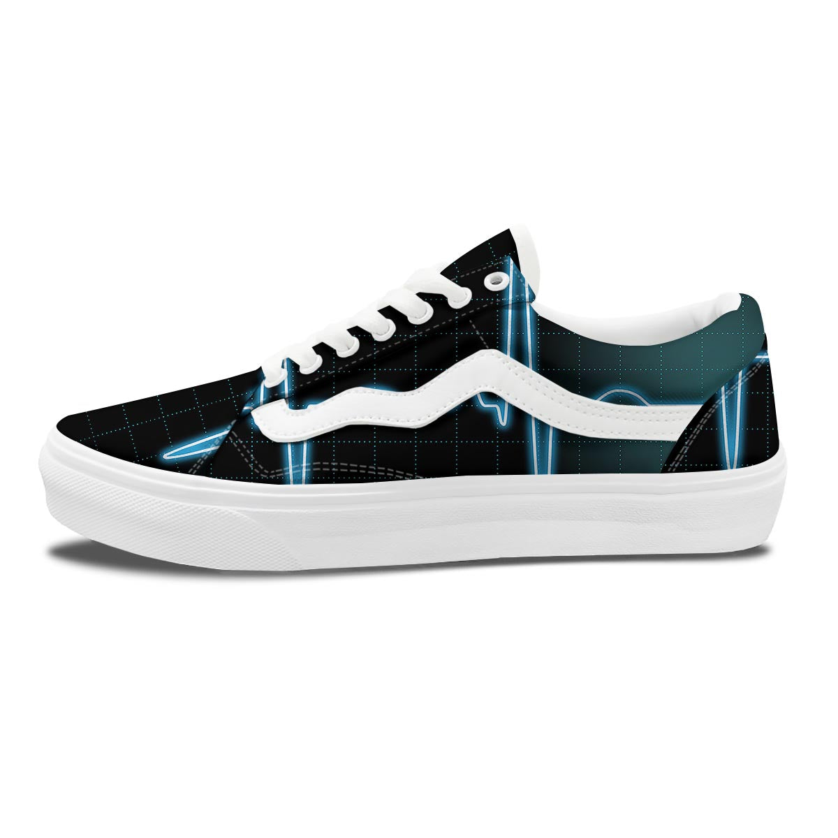 Heartbeat Teal Print Skate Shoes-grizzshop