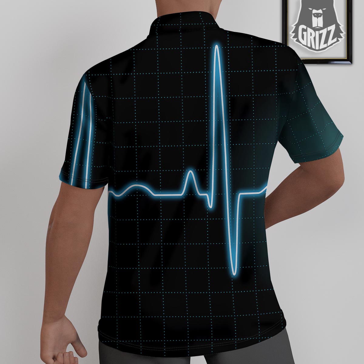 Heartbeat Teal Print Untucked Shirts-grizzshop