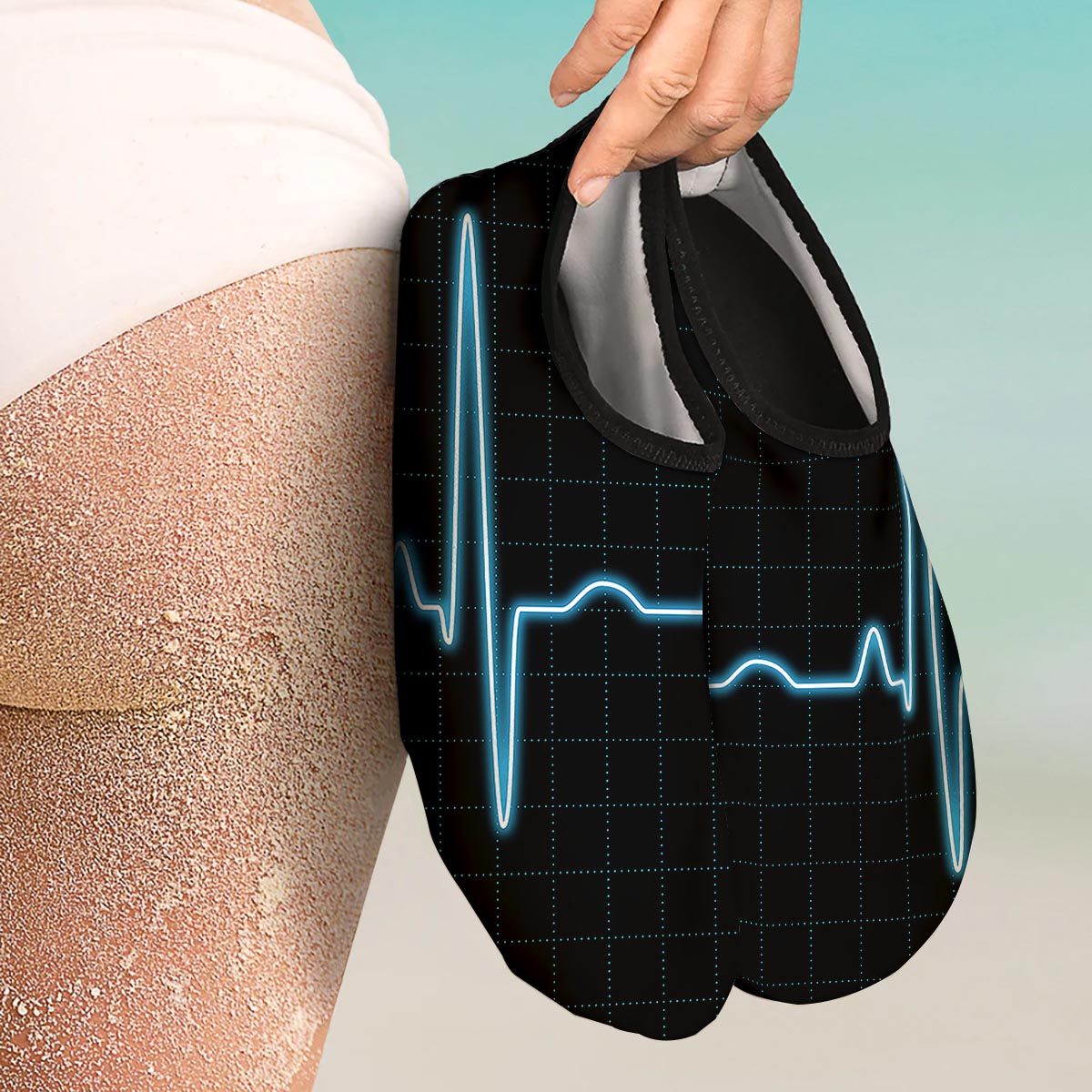 Heartbeat Teal Print Water Shoes-grizzshop