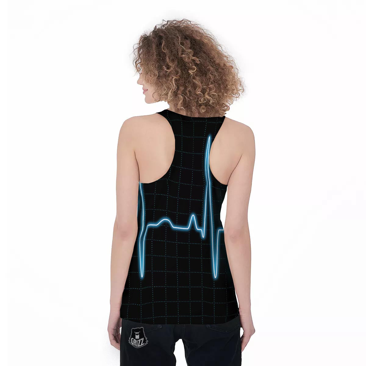 Heartbeat Teal Print Women's Racerback Tank Top-grizzshop