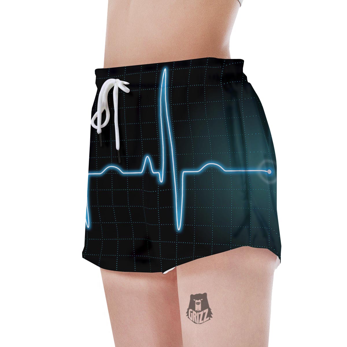 Heartbeat Teal Print Women's Shorts-grizzshop
