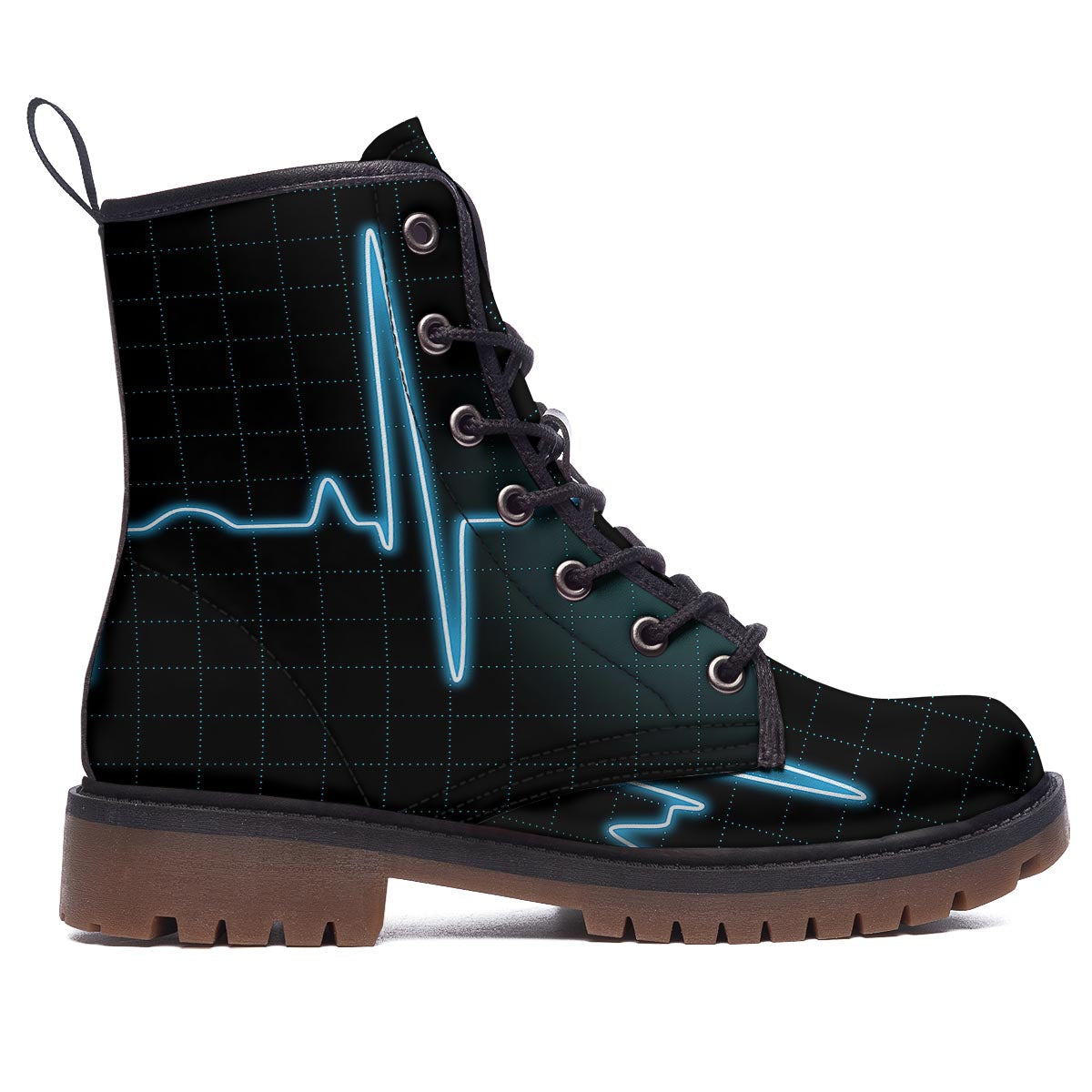 Heartbeat Teal Print Work Boots-grizzshop