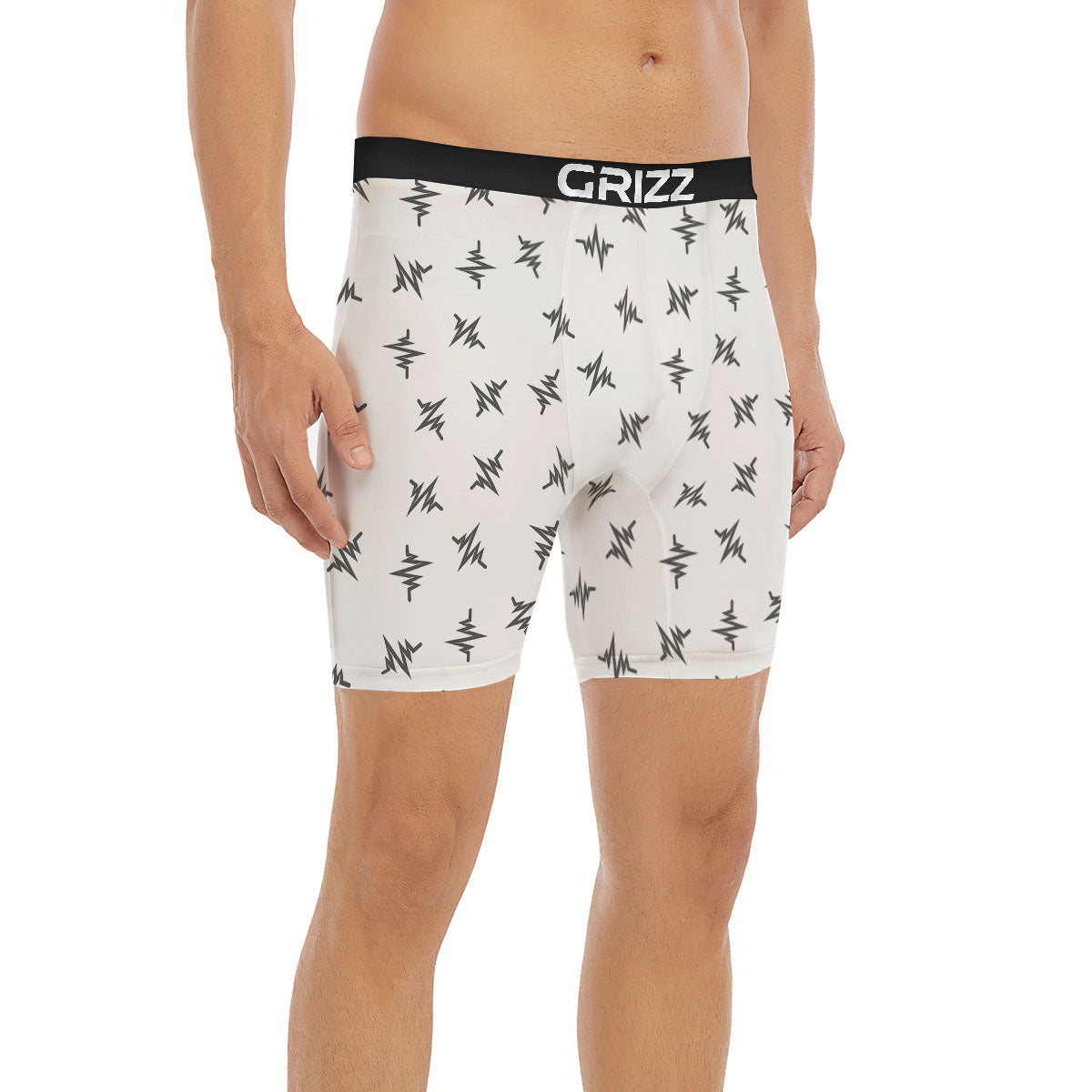 Heartbeat White And Black Print Pattern Boxer Briefs-grizzshop