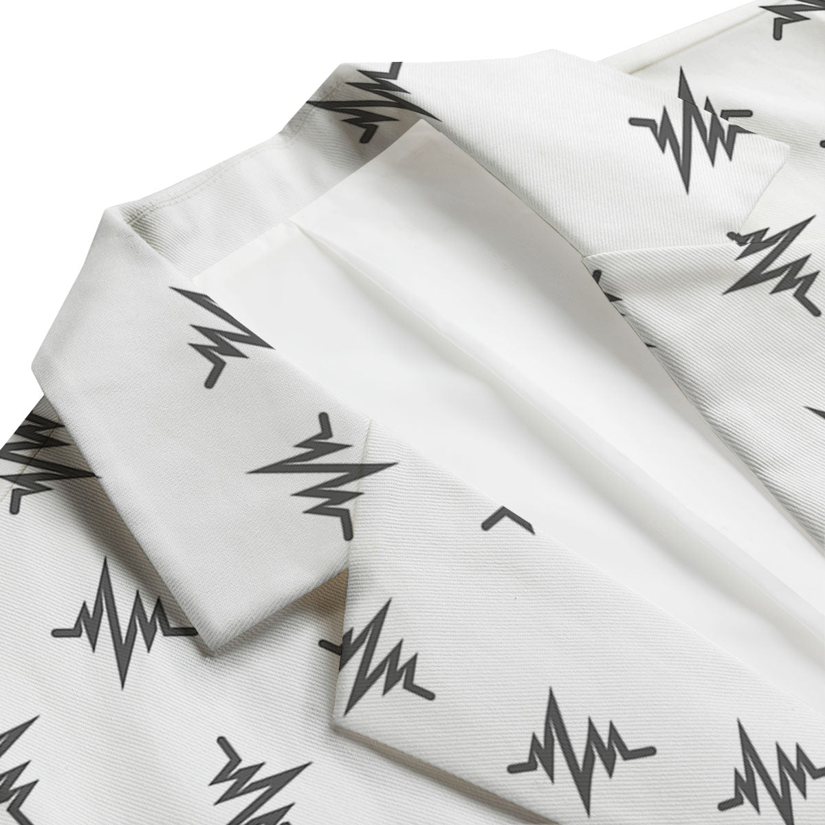 Heartbeat White And Black Print Pattern Men's Blazer-grizzshop