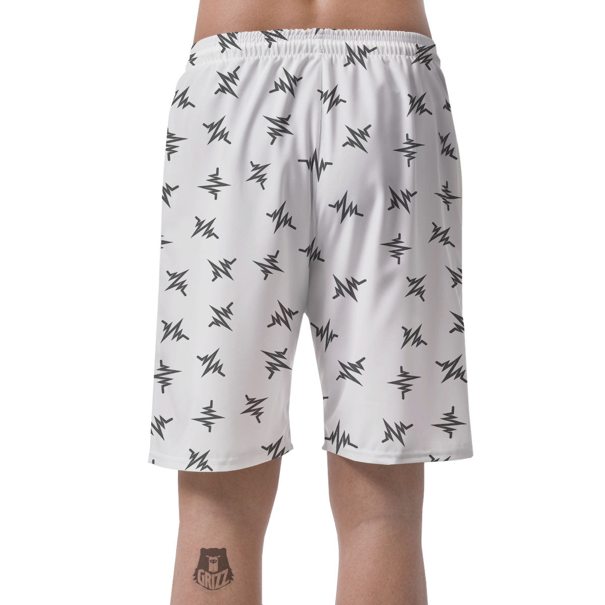 Heartbeat White And Black Print Pattern Men's Shorts-grizzshop