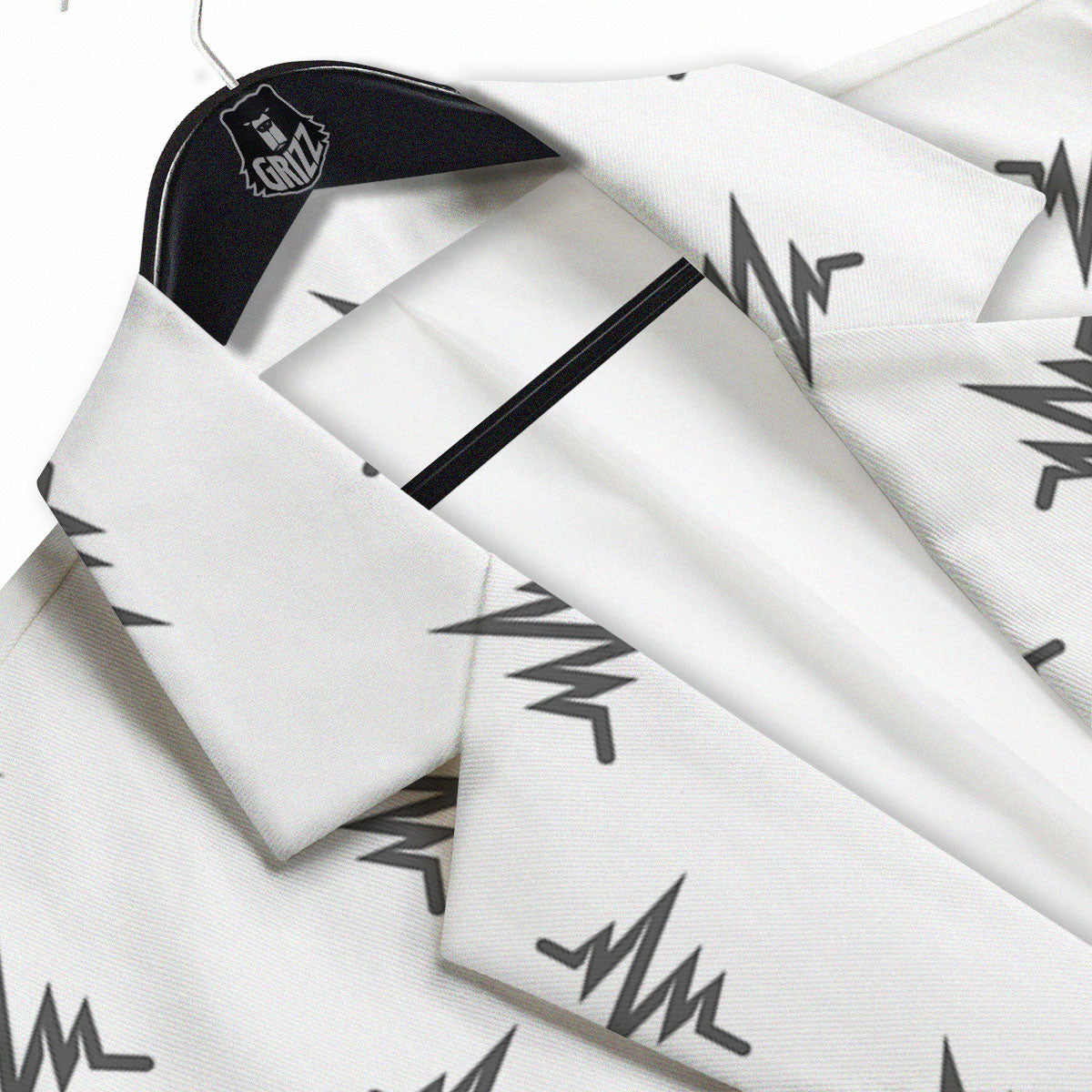 Heartbeat White And Black Print Pattern Men's Sport Coat-grizzshop