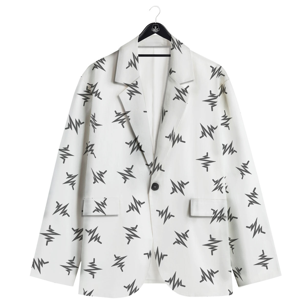 Heartbeat White And Black Print Pattern Men's Sport Coat-grizzshop
