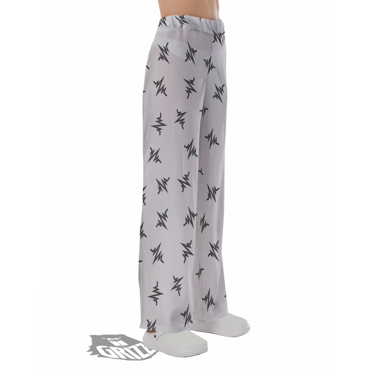 Heartbeat White And Black Print Pattern Pajama Pants-grizzshop