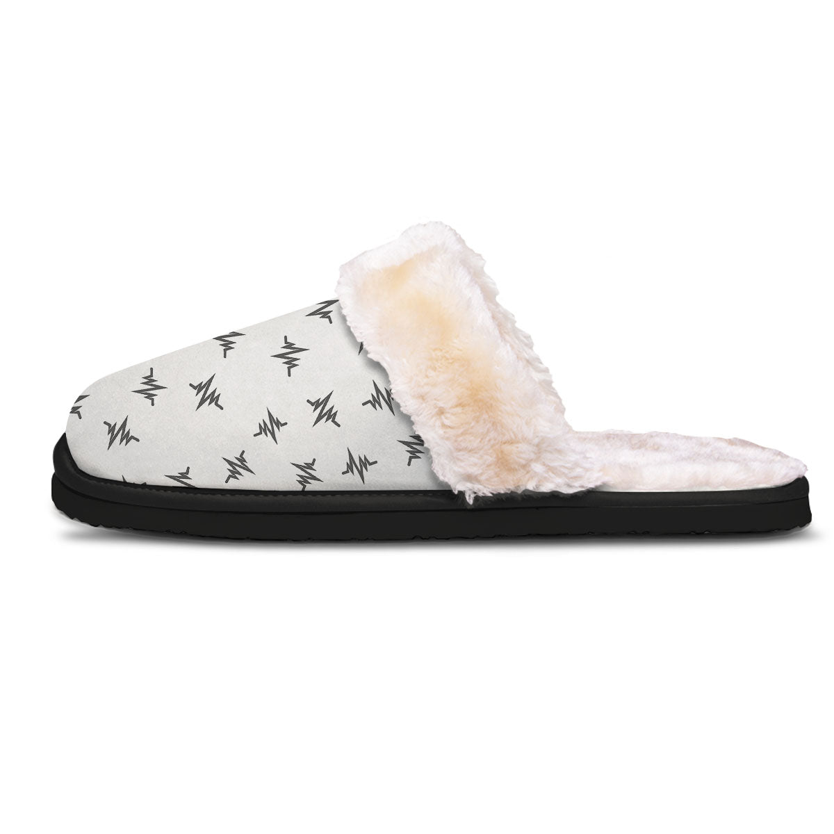 Heartbeat White And Black Print Pattern Slippers-grizzshop
