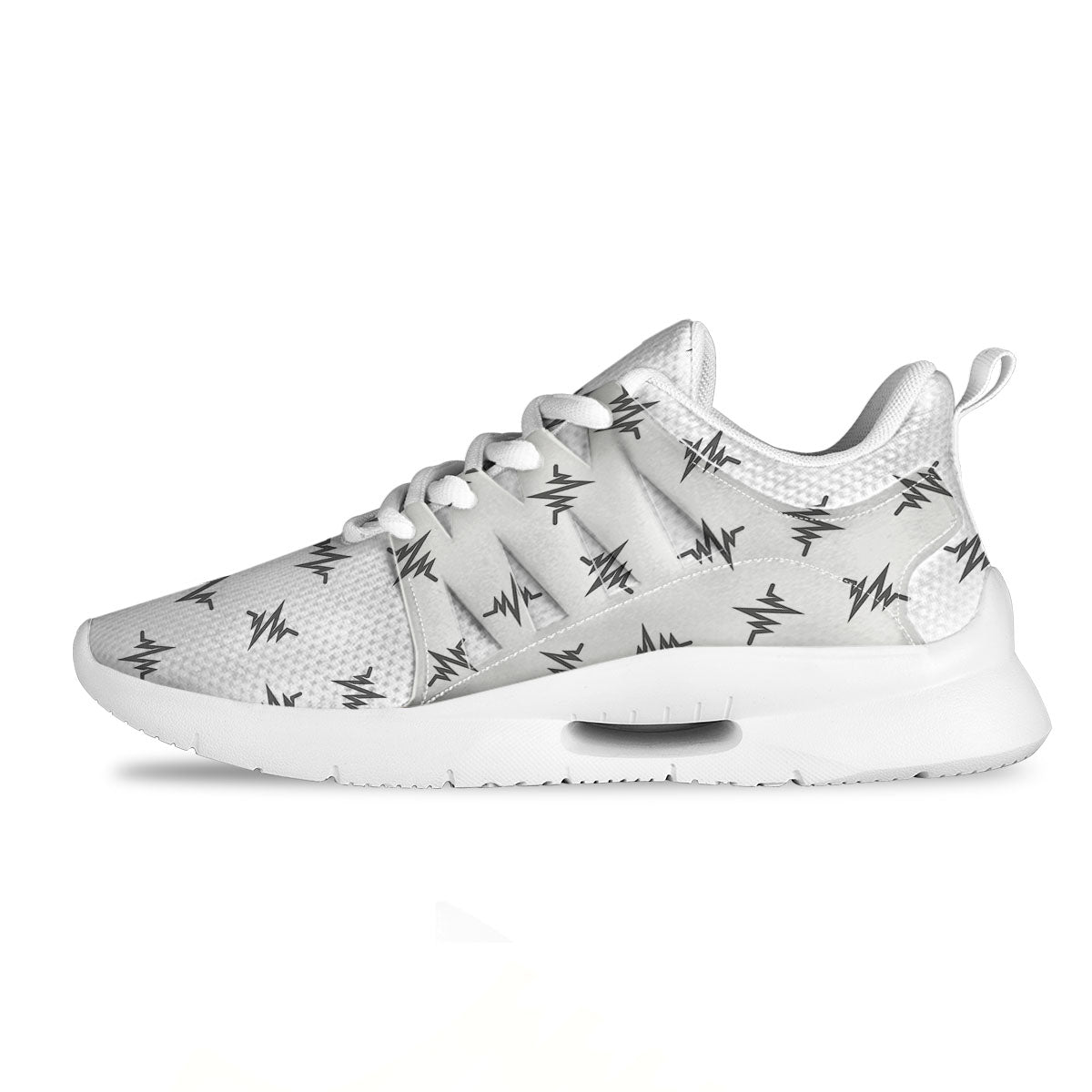 Heartbeat White And Black Print Pattern Tennis Shoes-grizzshop