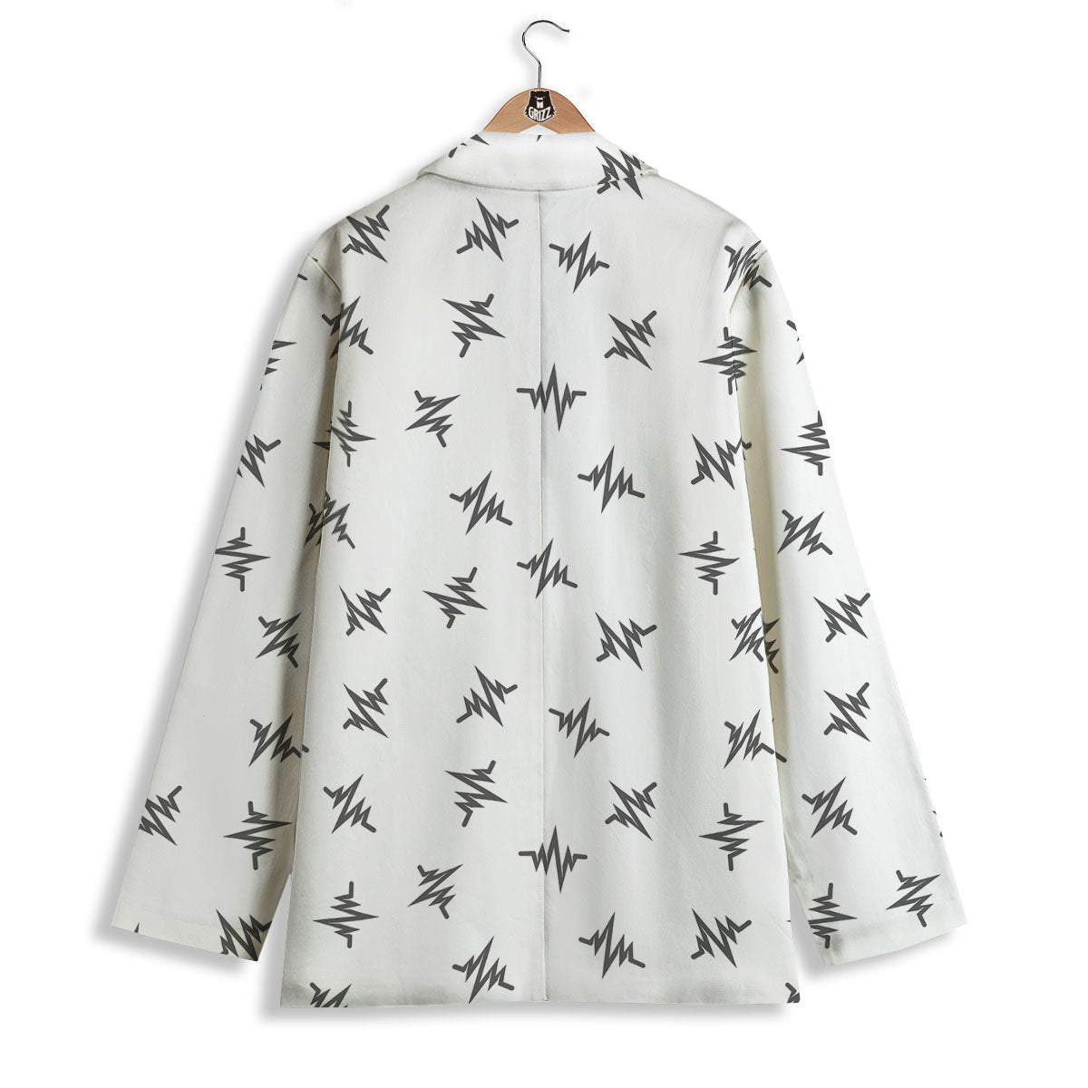 Heartbeat White And Black Print Pattern Women's Blazer-grizzshop