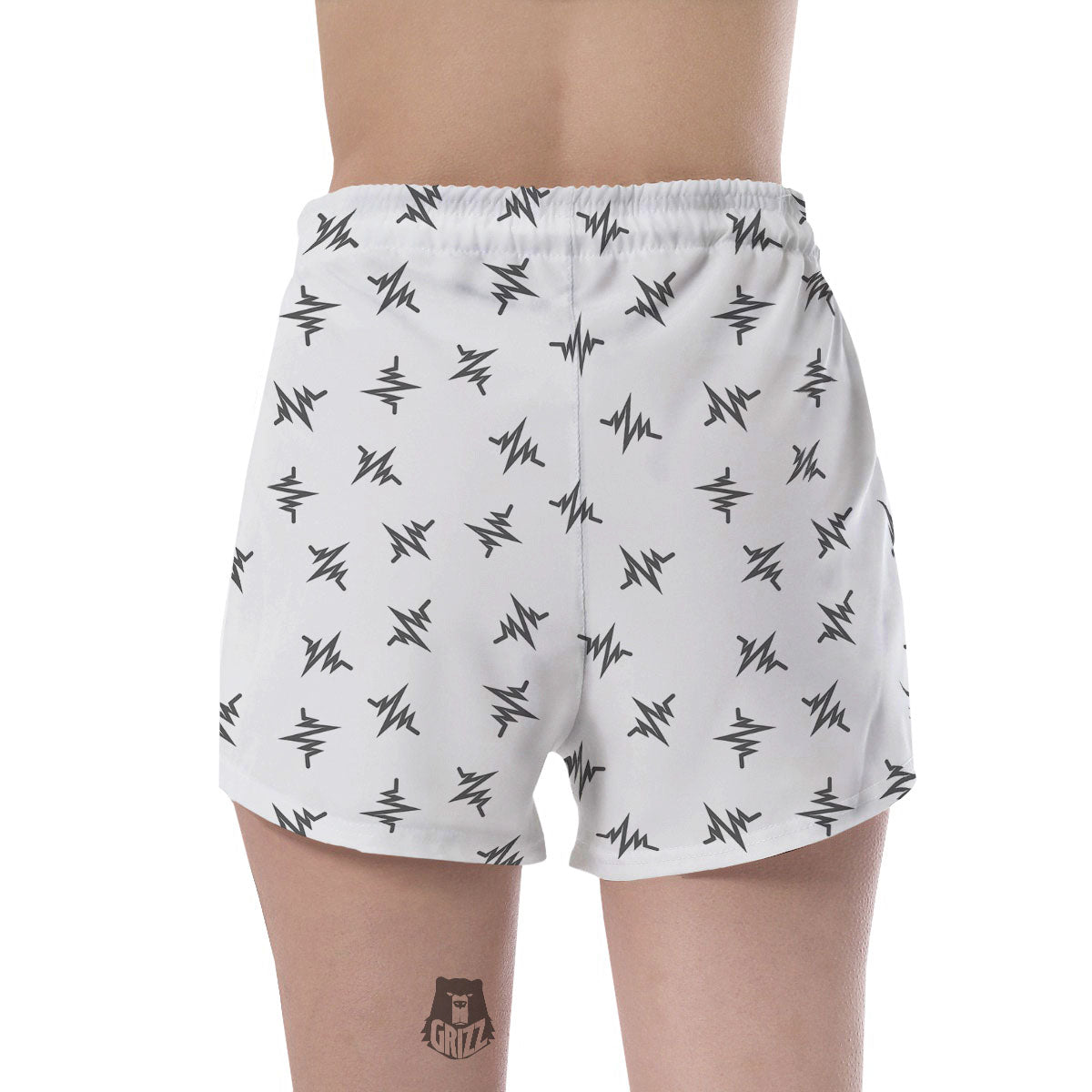 Heartbeat White And Black Print Pattern Women's Shorts-grizzshop