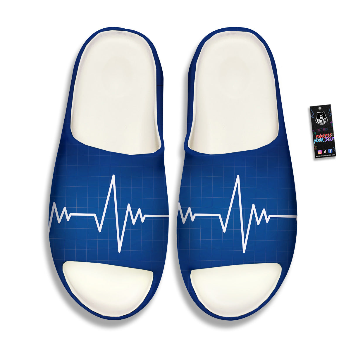 Heartbeat Blue Print Sandals-grizzshop