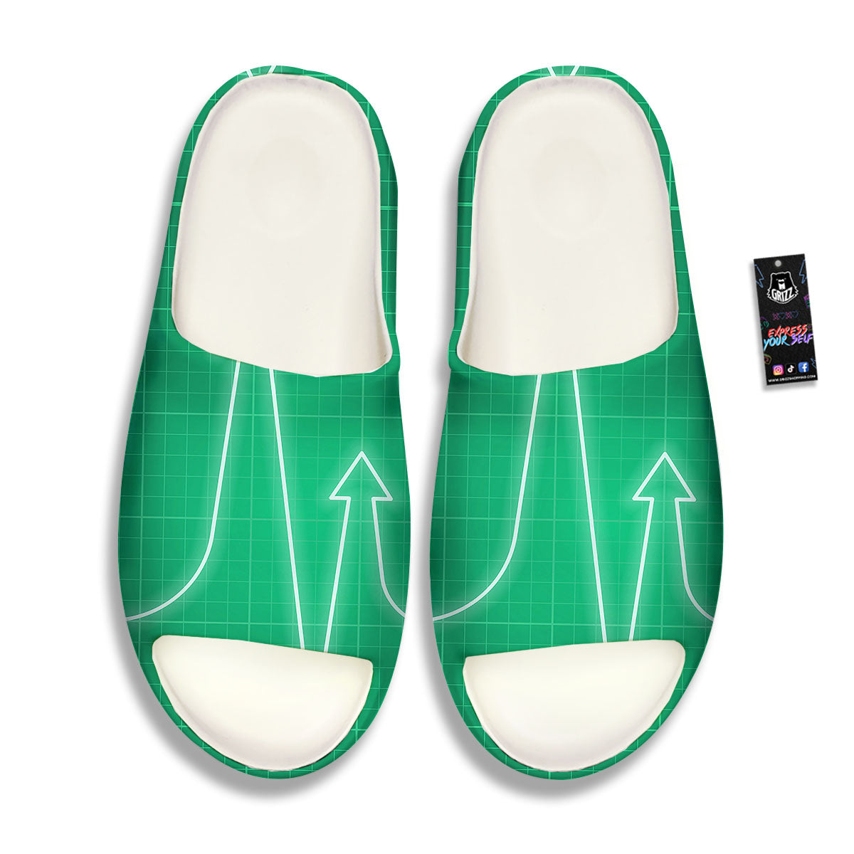 Heartbeat Green Print Sandals-grizzshop