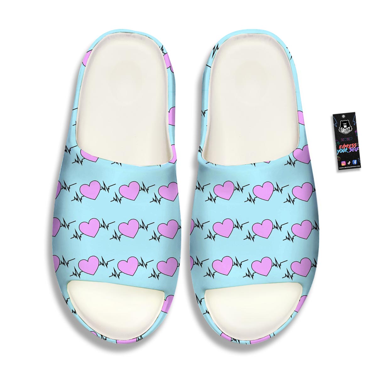 Heartbeat Pink Print Pattern Sandals-grizzshop