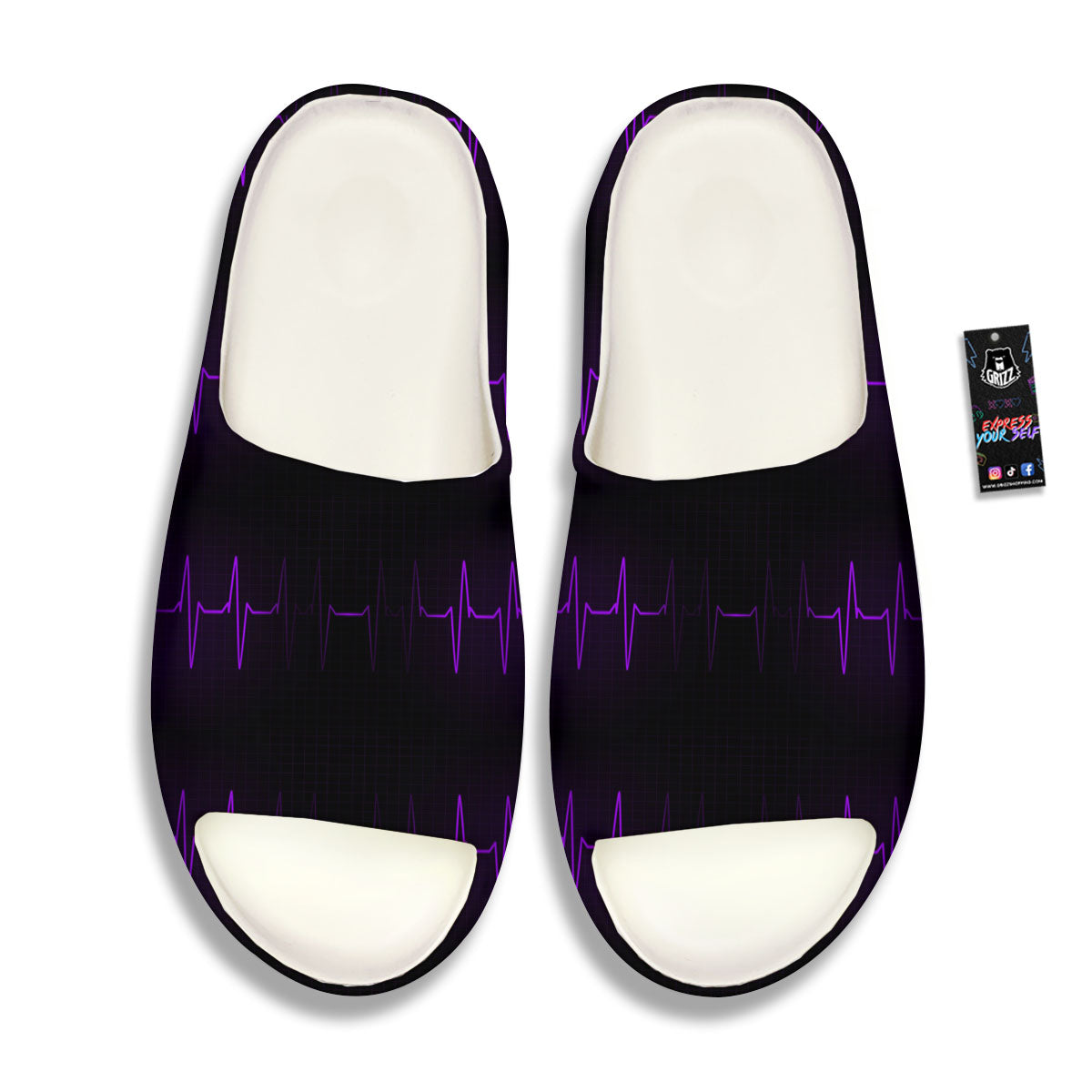 Heartbeat Purple Print Pattern Sandals-grizzshop