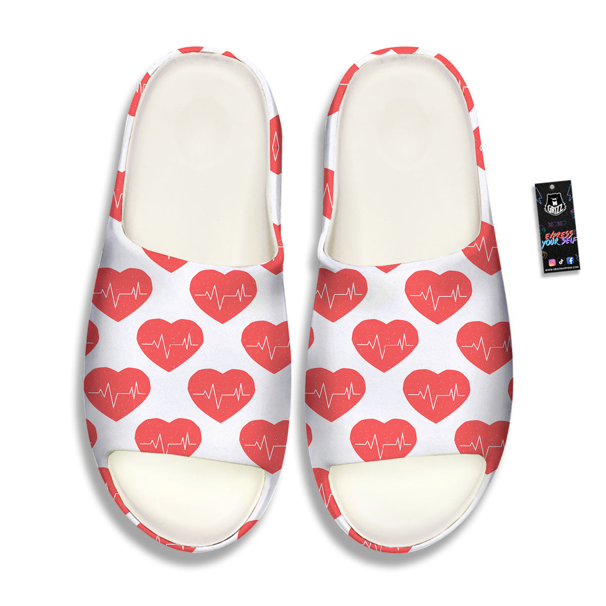 Heartbeat Red Print Pattern Sandals-grizzshop