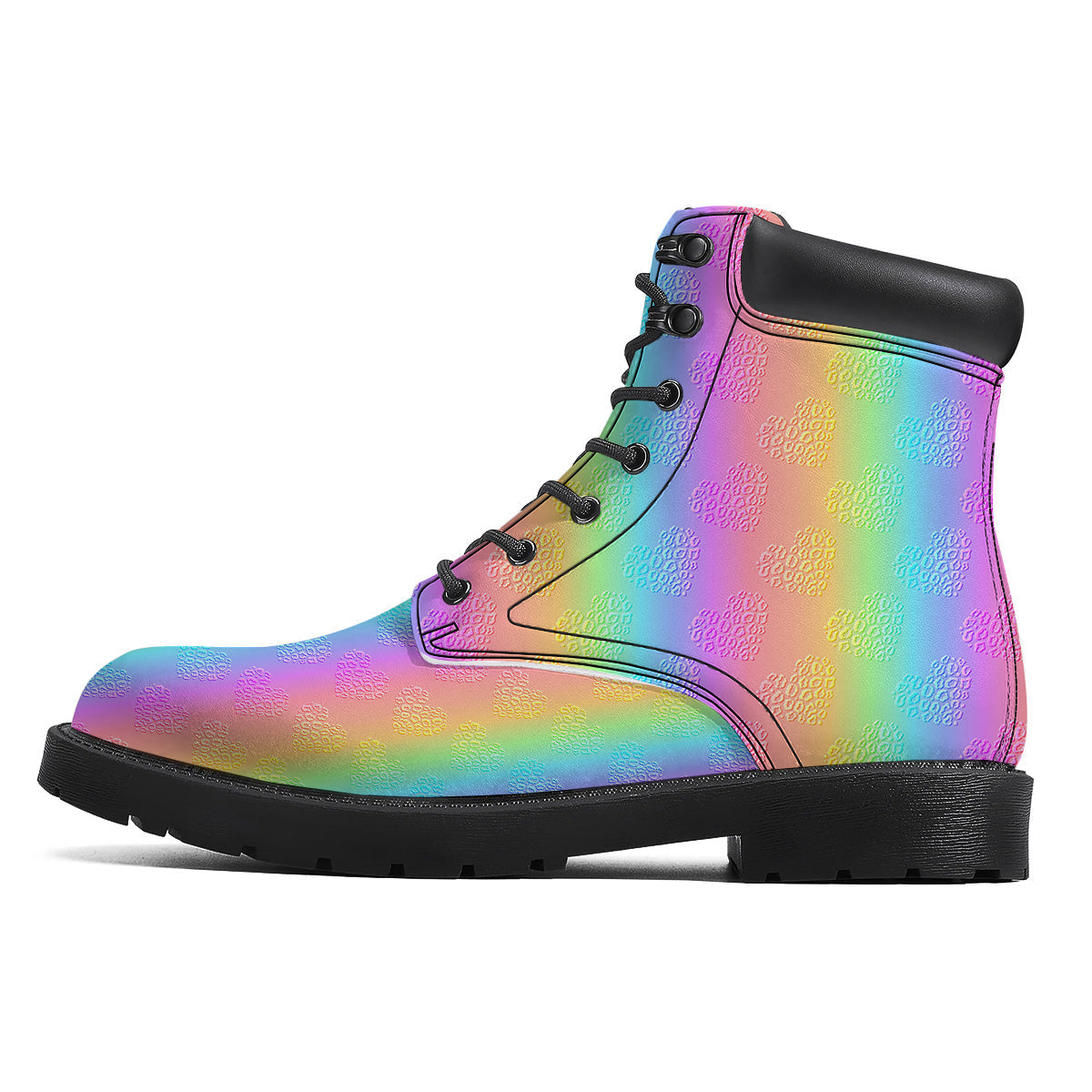 Hearts Rainbow Leopard Print Pattern Boots-grizzshop