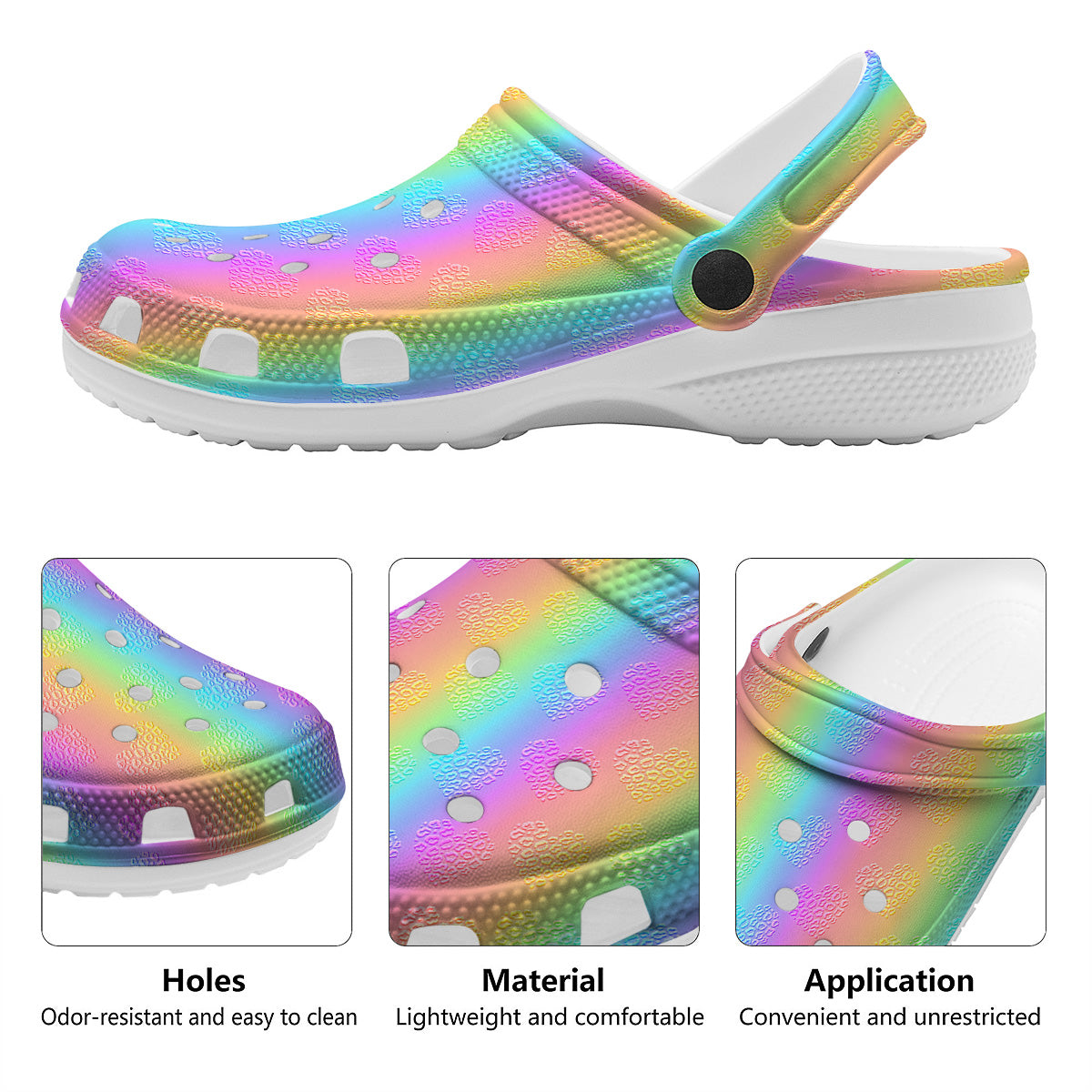 Hearts Rainbow Leopard Print Pattern Clog-grizzshop