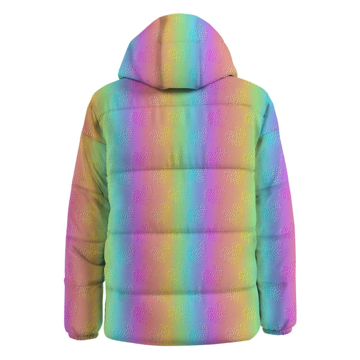Hearts Rainbow Leopard Print Pattern Down Jacket-grizzshop