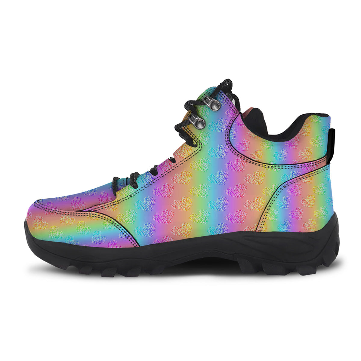 Hearts Rainbow Leopard Print Pattern Hiking Shoes-grizzshop