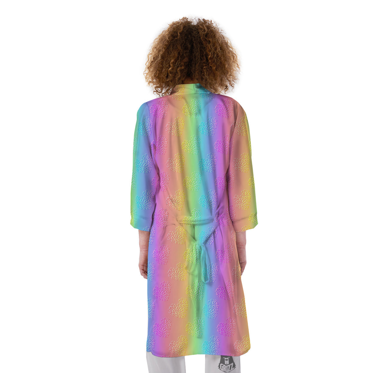 Hearts Rainbow Leopard Print Pattern Kimono-grizzshop