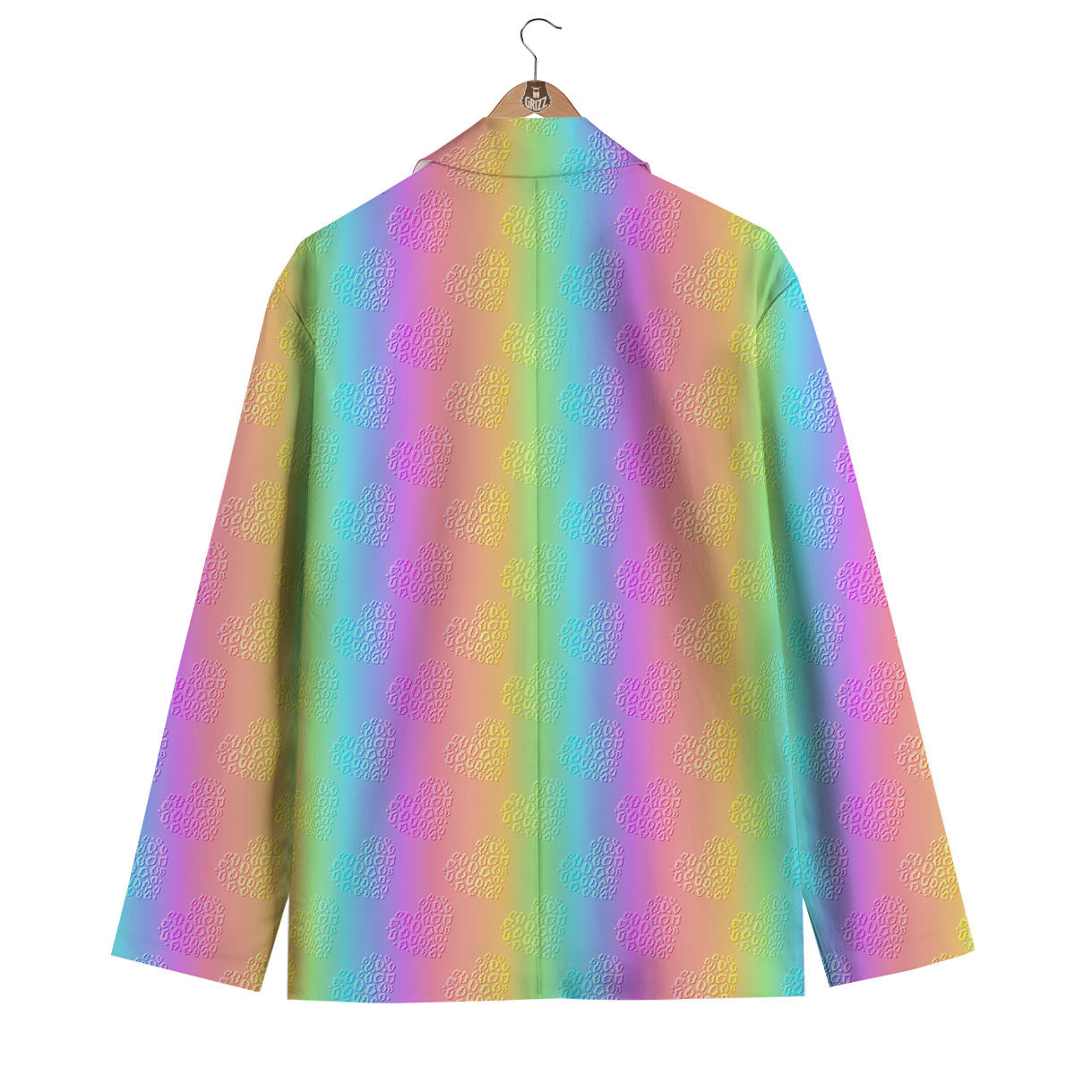 Hearts Rainbow Leopard Print Pattern Men's Blazer-grizzshop