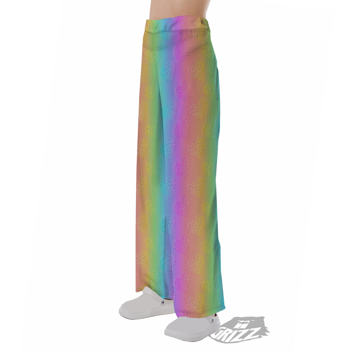 Hearts Rainbow Leopard Print Pattern Pajama Pants-grizzshop