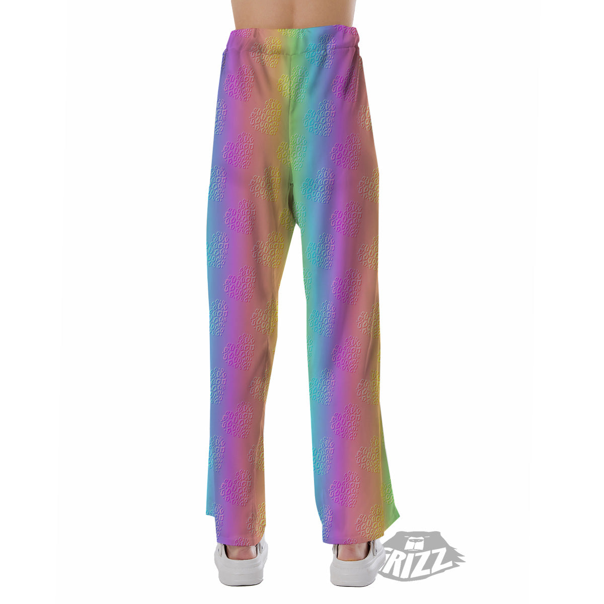 Hearts Rainbow Leopard Print Pattern Pajama Pants-grizzshop