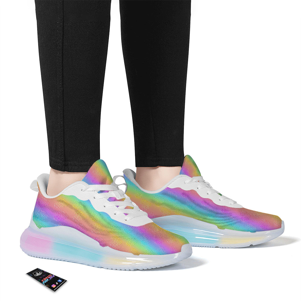 Hearts Rainbow Leopard Print Pattern Running Sneakers-grizzshop