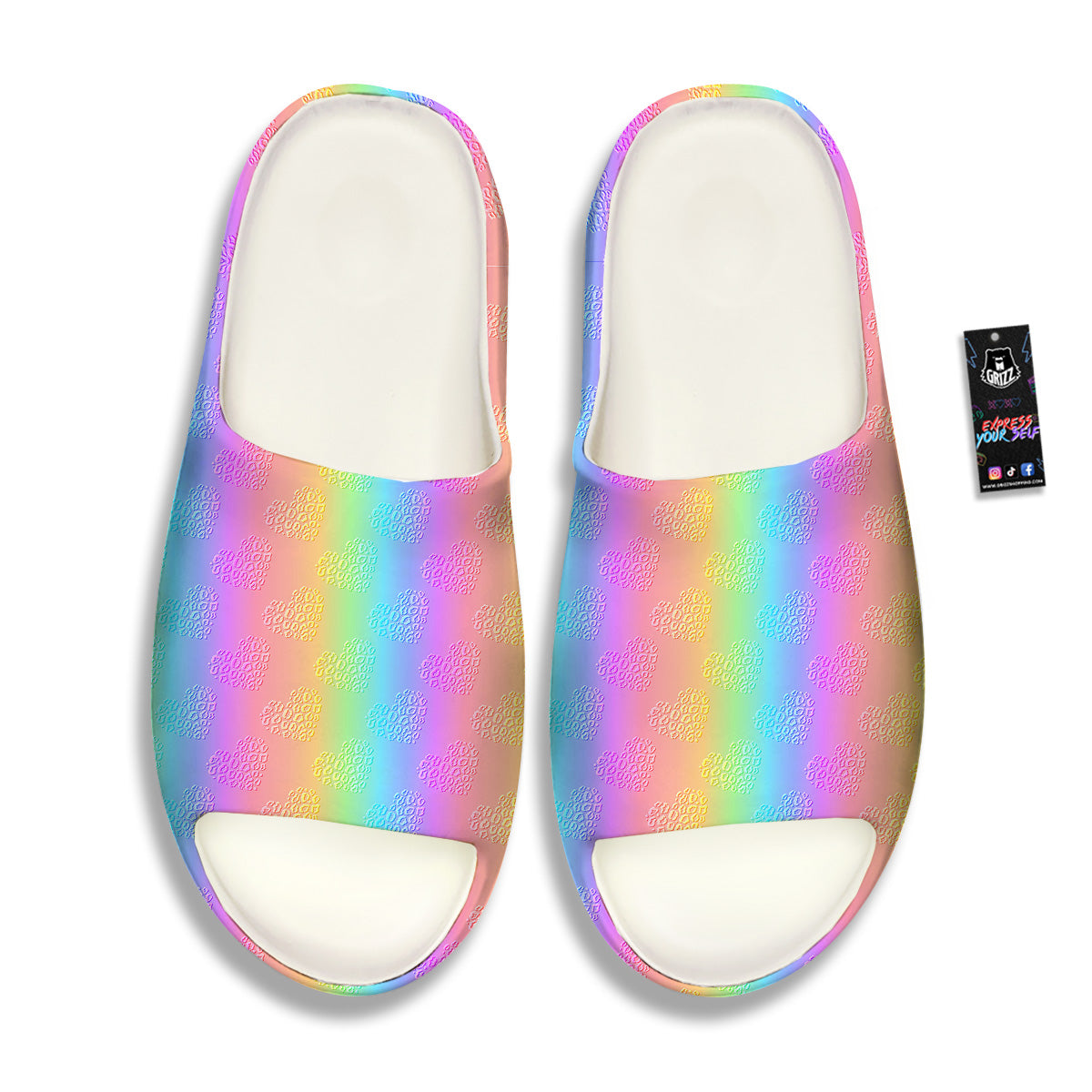 Hearts Rainbow Leopard Print Pattern Sandals-grizzshop