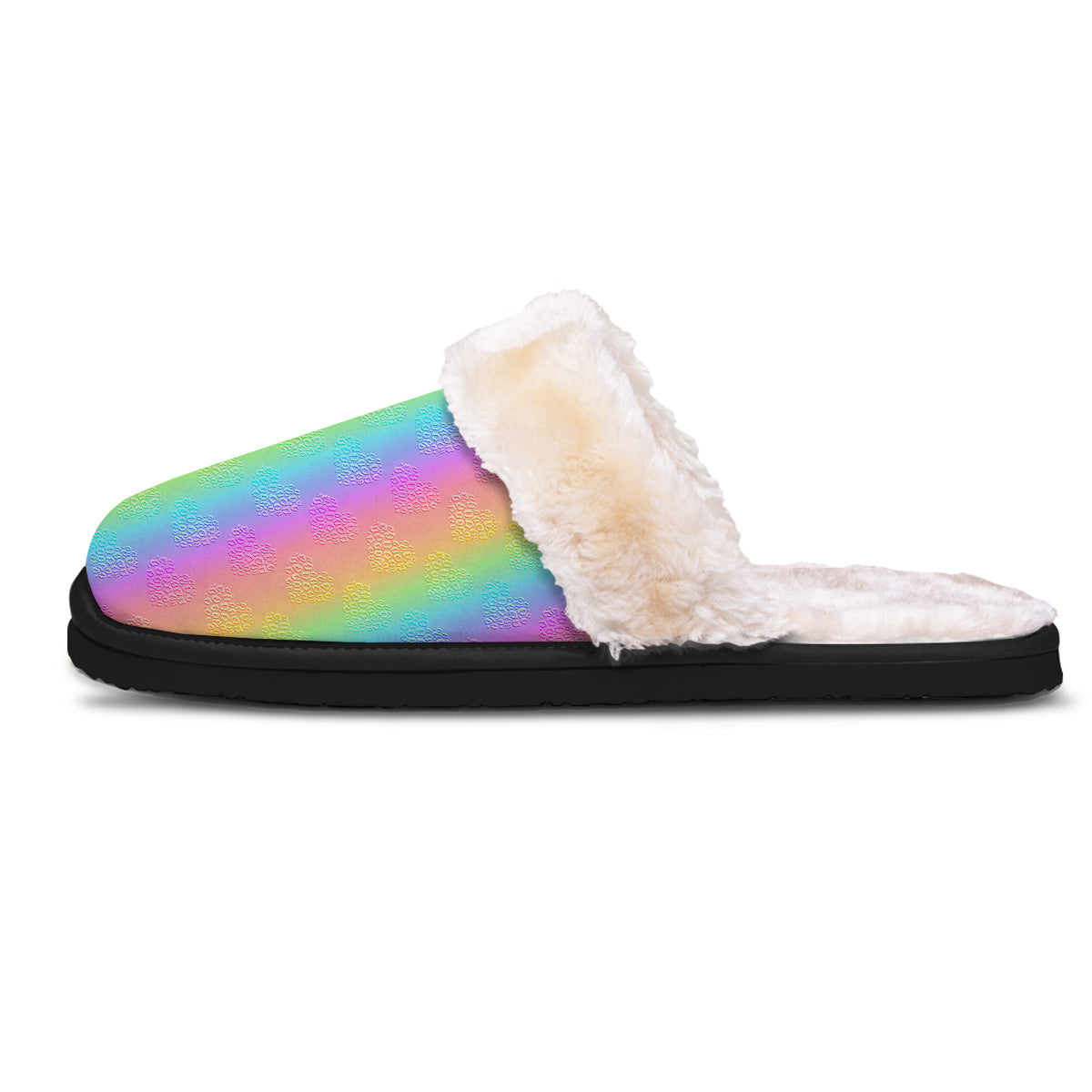 Hearts Rainbow Leopard Print Pattern Slippers-grizzshop