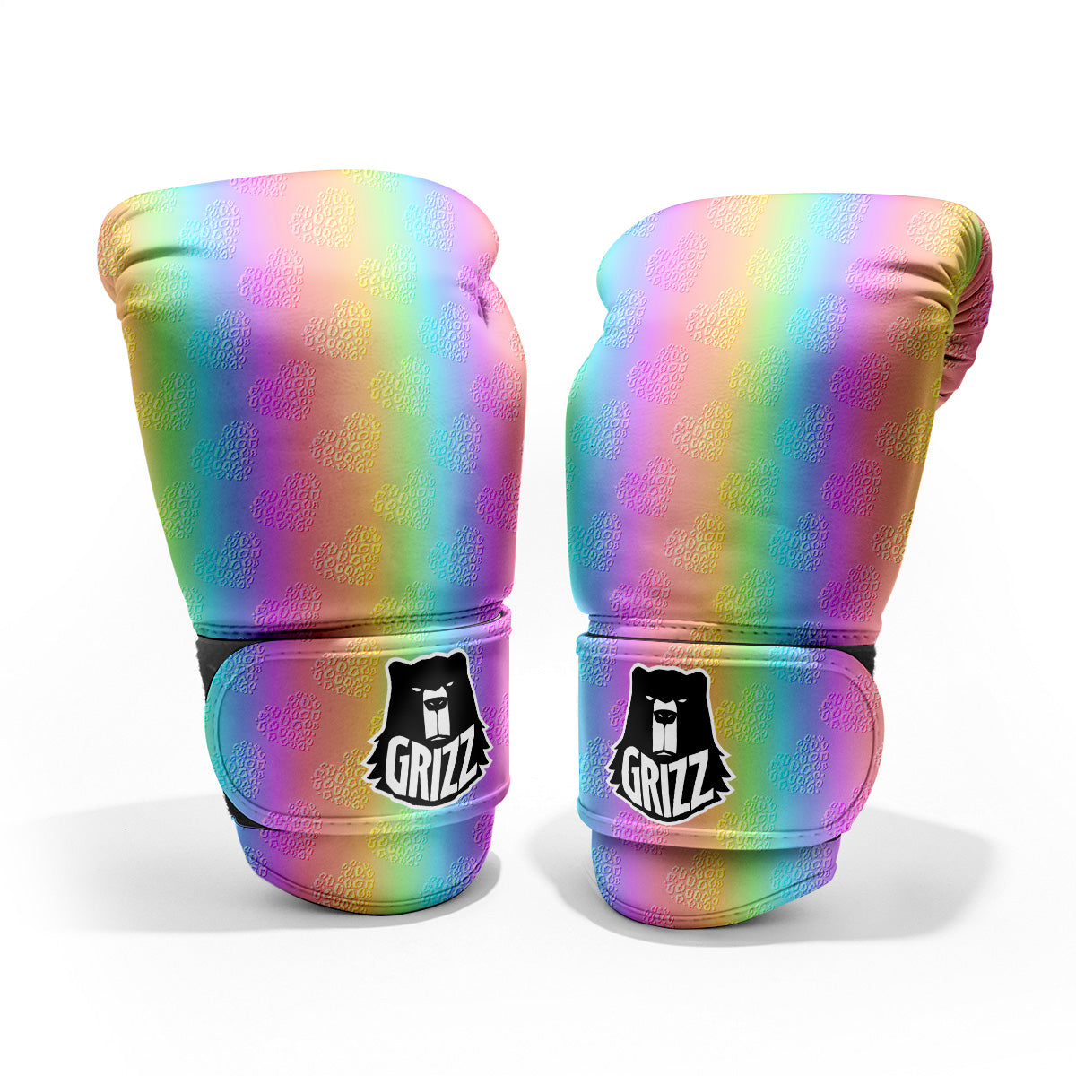 Hearts Rainbow Leopard Print Pattern Pro Boxing Glove
