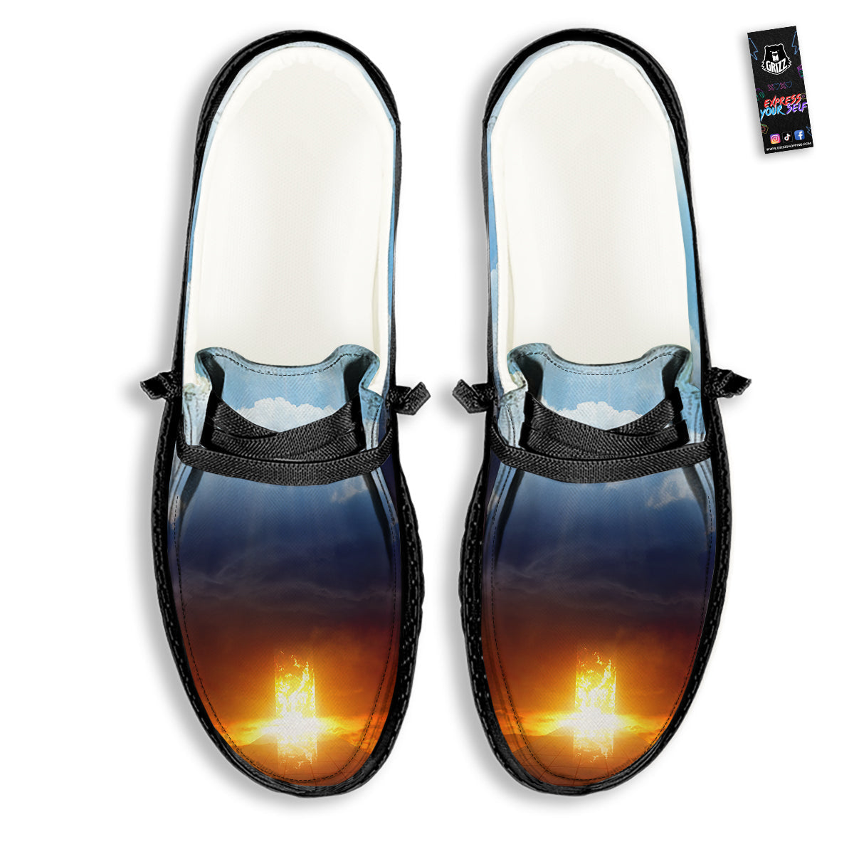 Heaven And Hell Print Black Loafers-grizzshop