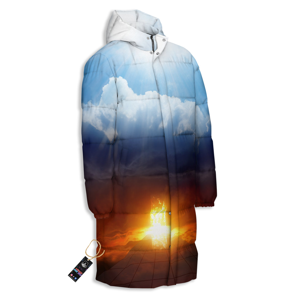 Heaven And Hell Print Long Down Jacket-grizzshop
