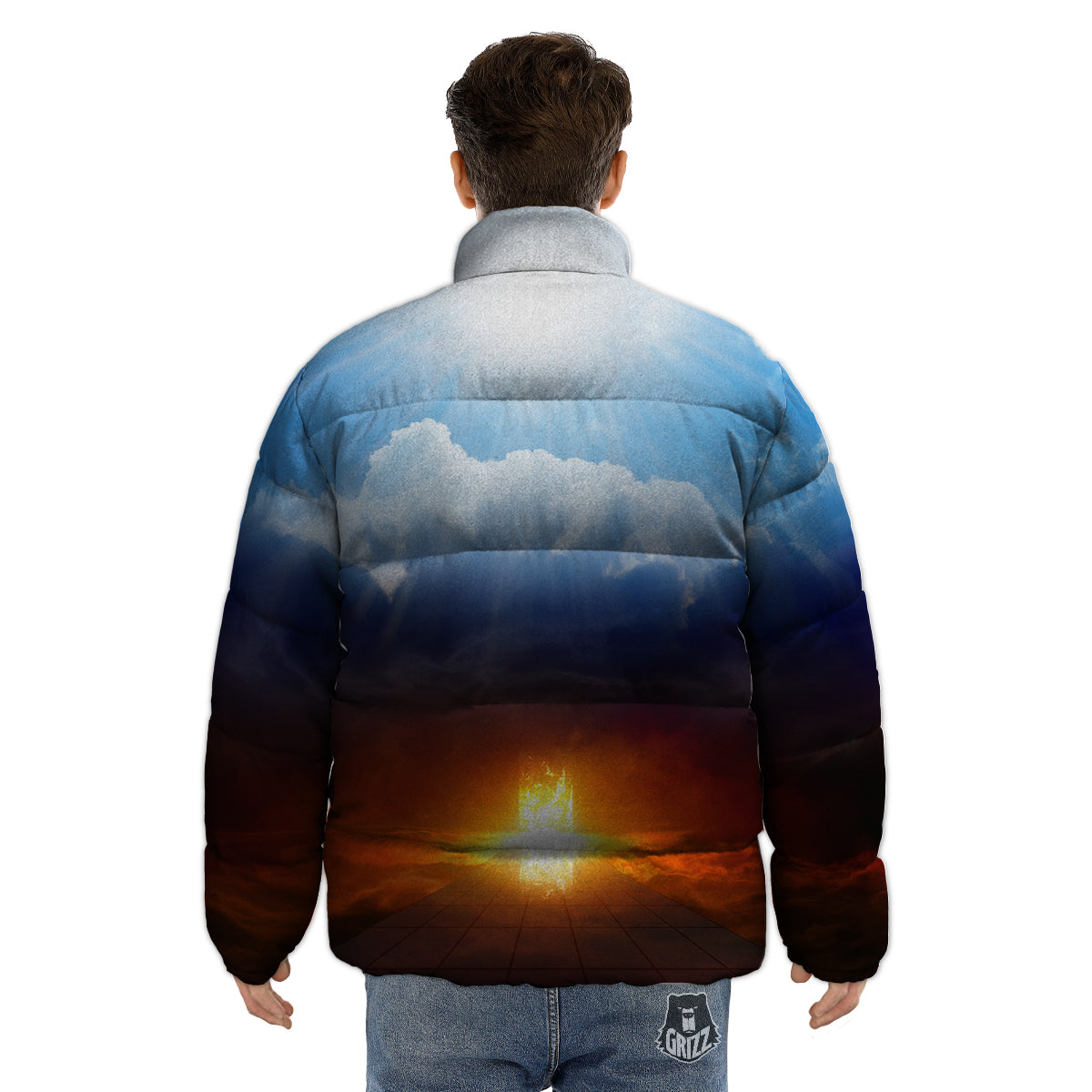 Heaven And Hell Print Puffer Jacket-grizzshop