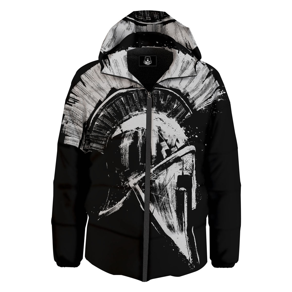 Helmet Ancient Spartan Print Down Jacket-grizzshop
