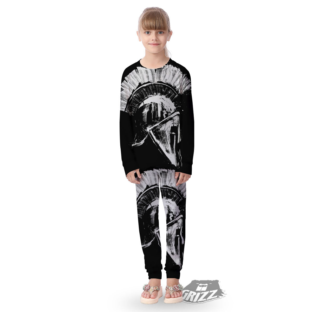 Helmet Ancient Spartan Print Kid's Pajamas-grizzshop
