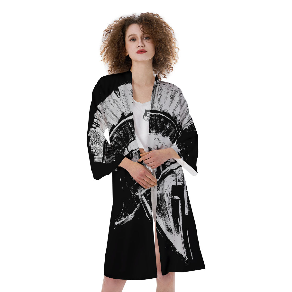 Helmet Ancient Spartan Print Kimono-grizzshop