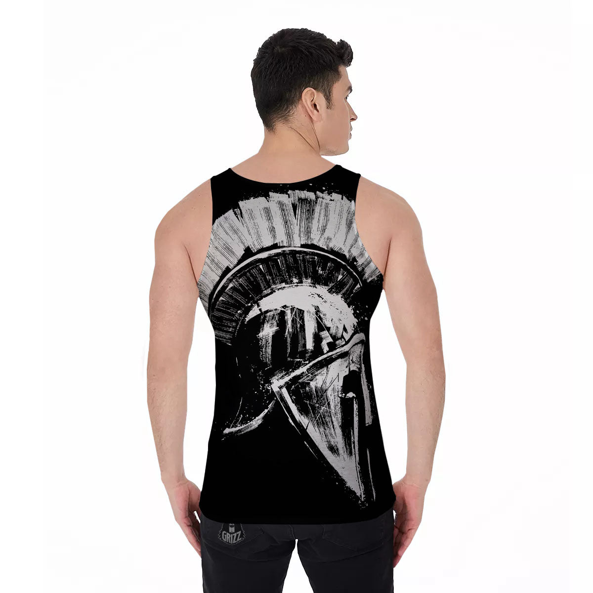 Helmet Ancient Spartan Print Men's Tank Top-grizzshop