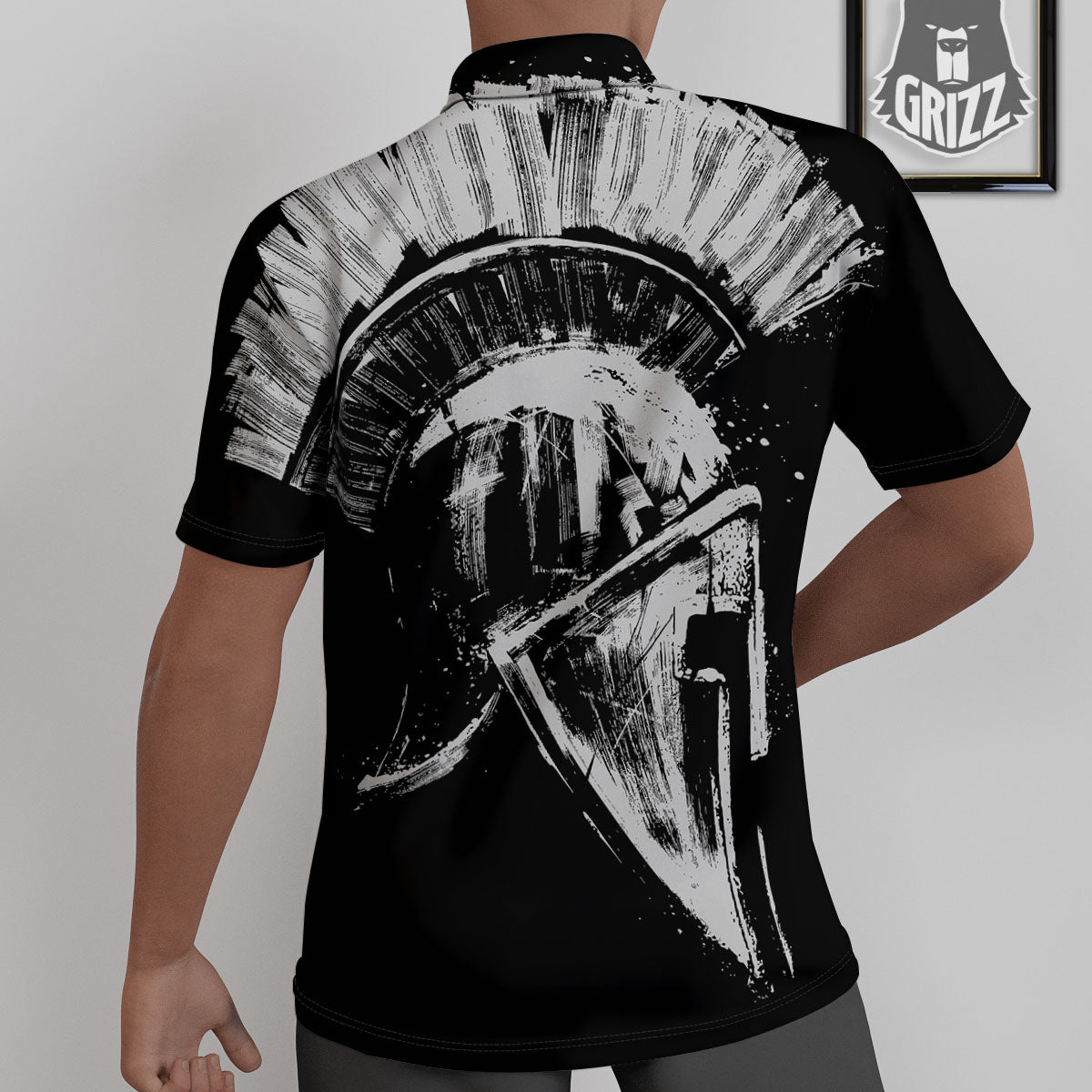 Helmet Ancient Spartan Print Untucked Shirts-grizzshop