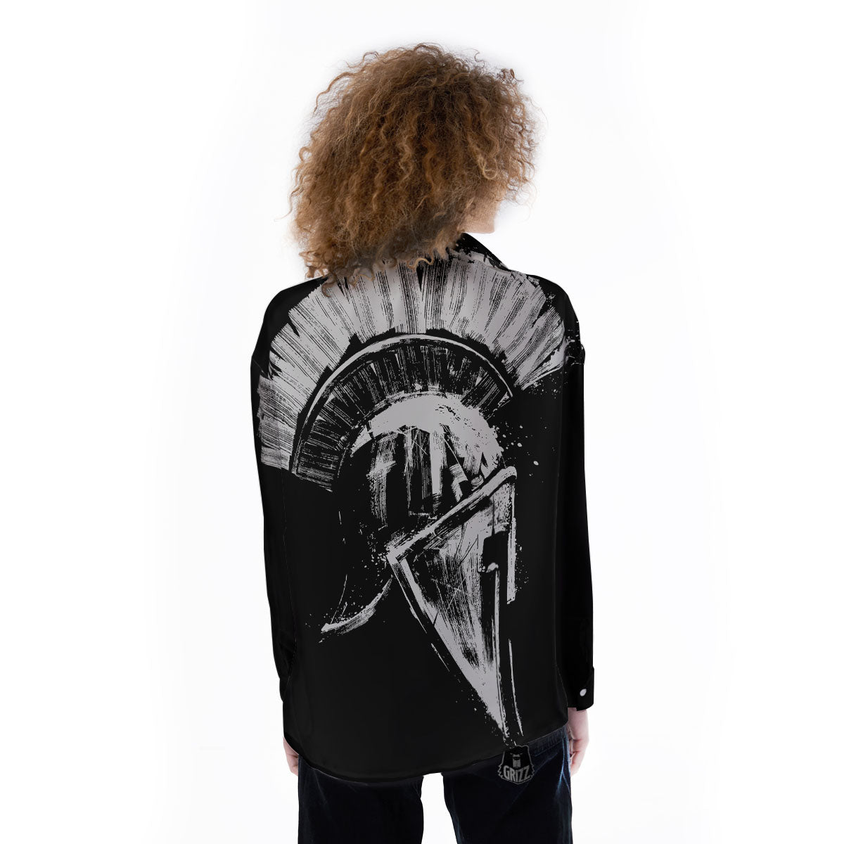 Helmet Ancient Spartan Print Women's Long Sleeve Shirts-grizzshop