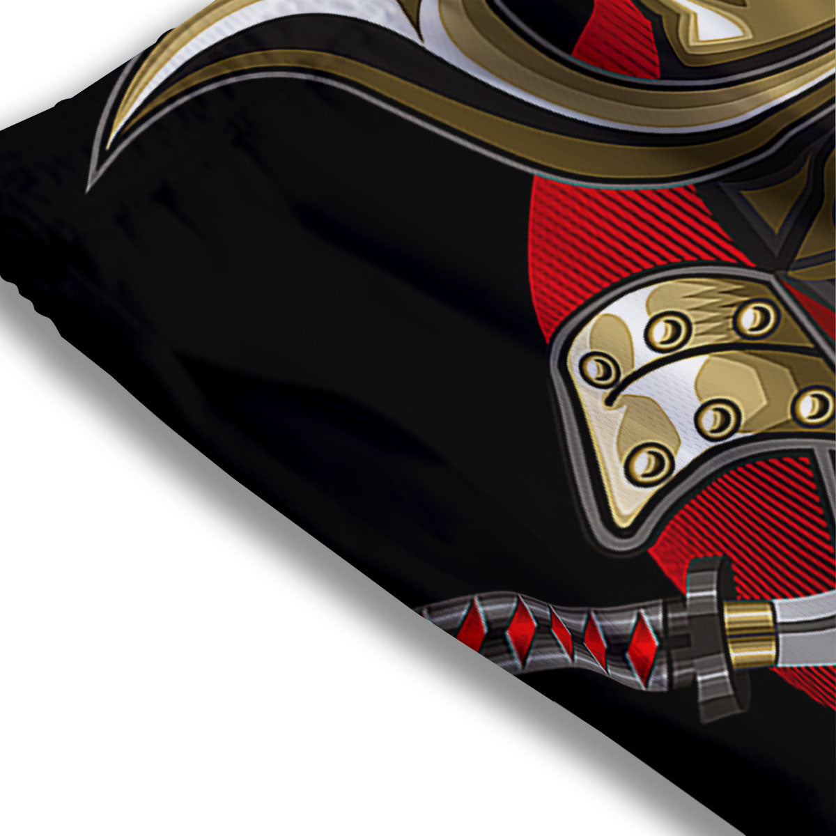 Helmet Japanese Samurai Print Mesh Shorts