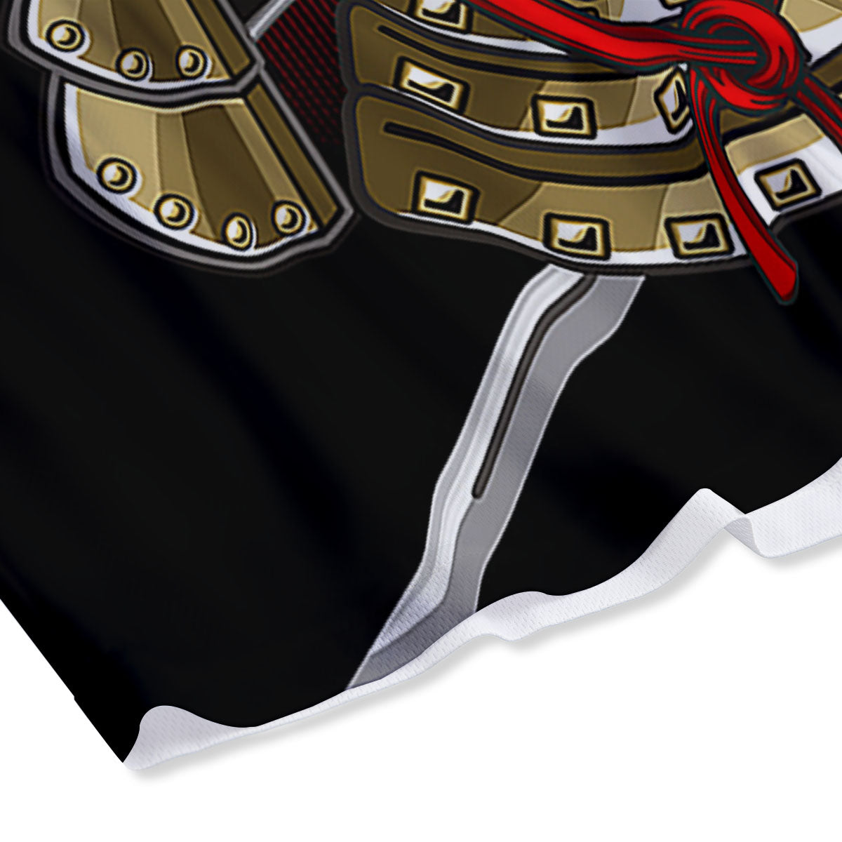 Helmet Japanese Samurai Print Mesh Shorts