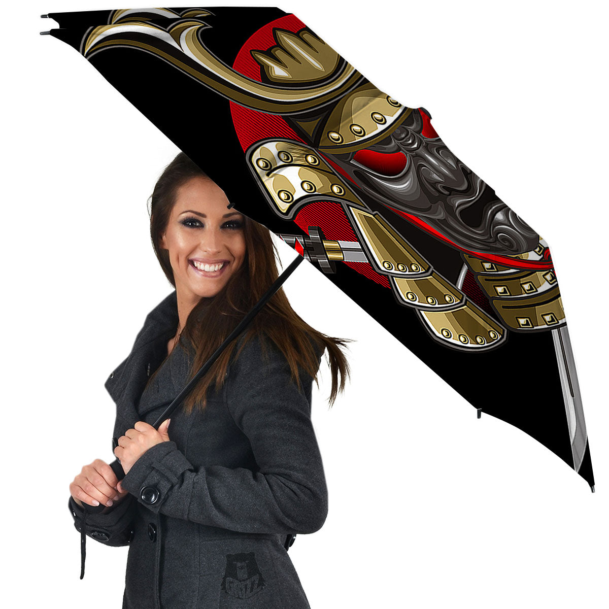 Helmet Japanese Samurai Print Umbrella-grizzshop