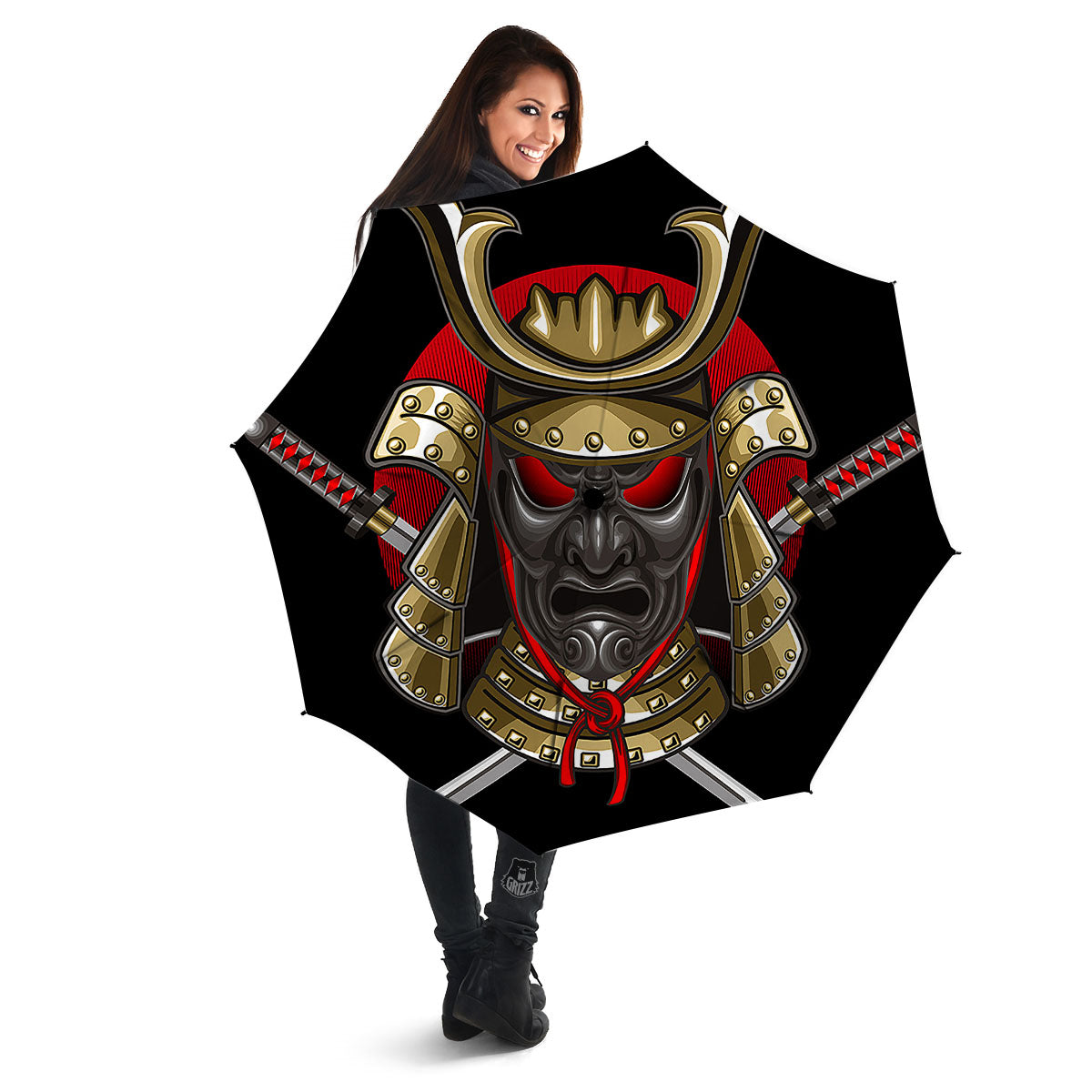 Helmet Japanese Samurai Print Umbrella-grizzshop