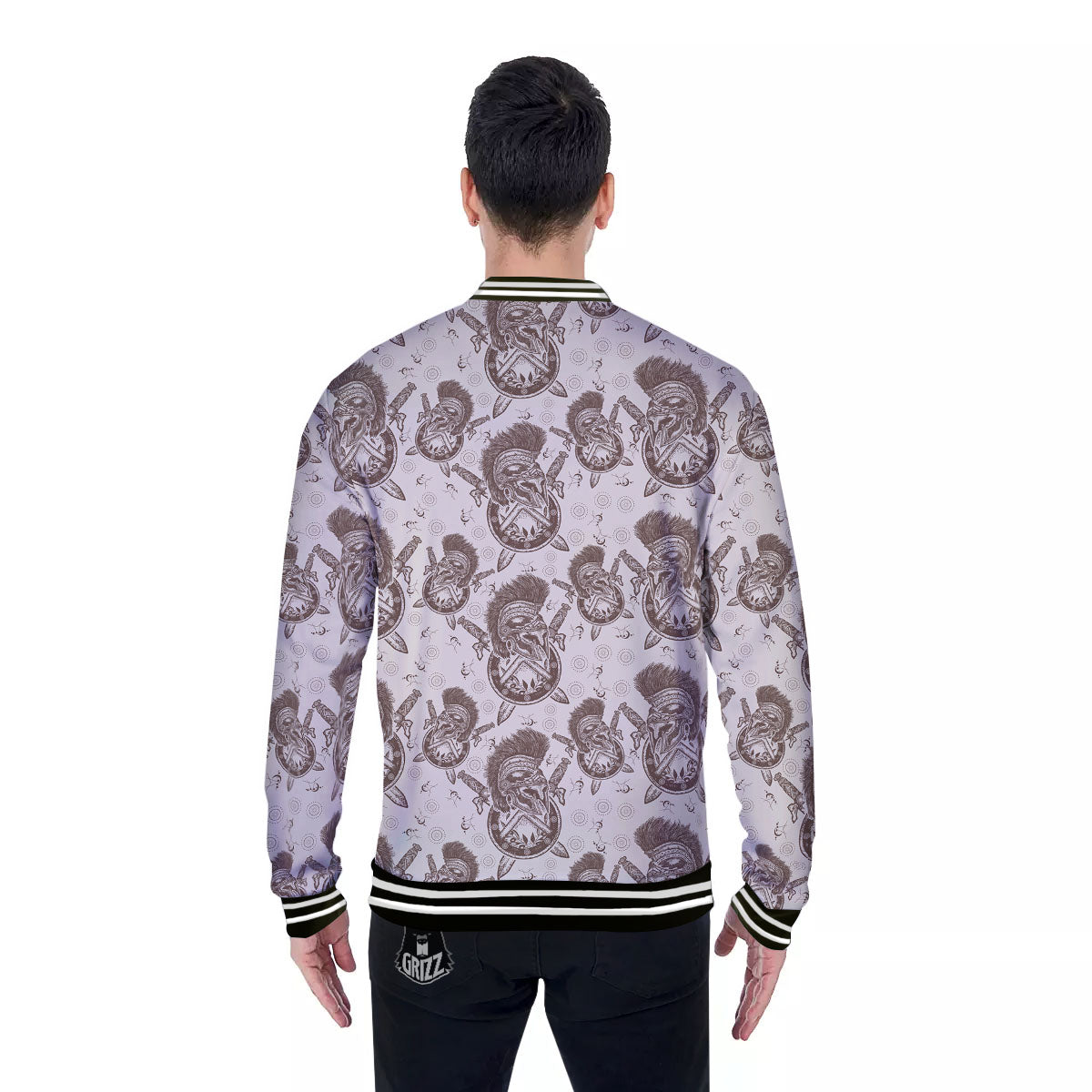 Helmet Spartan Warrior Print Pattern Baseball Jacket-grizzshop